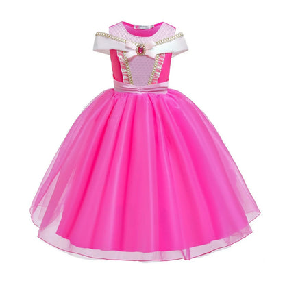 2025 Girls Princess Dress Up Fancy Elegant Rose Pink Cosplay Costumes Kids Sweet Birthday Party Carnival Party Dresses For 2-10Y