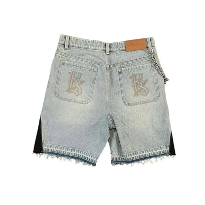 Y2k Cartoon Embroidery Jorts Man Women Harajuku Streetwear Retro Patchwork Denim Shorts Jeans Baggy Shorts Oversized