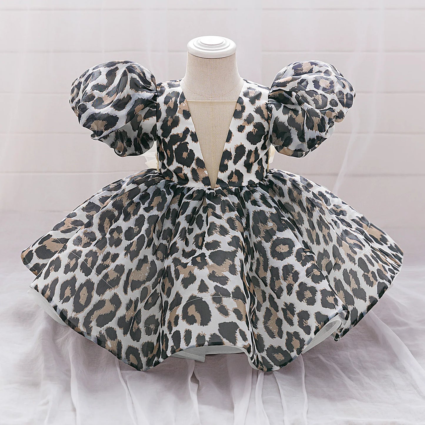 Leopard Princess Party Baby Girl Dress Toddler Tulle Wedding Bridesmaid Evening Dresses for Girls 1st Birthday Prom Tutu Costume