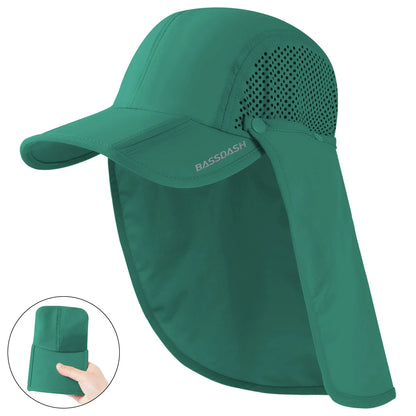 UPF 50+ Foldable Fishing Hat Baseball Cap with Removable Neck Flap Portable for Men Women Golf Hiking