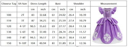 2 3 4 6 8Y Little Princess Sophia Frock Fancy Birthday Sofia Party Dress for Girl Sequined Bodice Flying Sleeve Carnival Costume