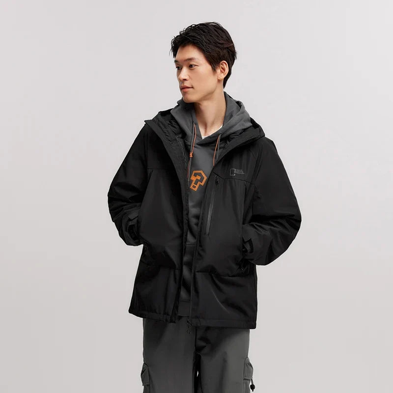 Down Jacket Men Three-in-One 2026 Winter New Colorblocked Stand-Up Collar Protective Outerwear