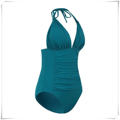 Ruched Wrinkled One Piece Swimsuit Women Swimwear Female Monokini Backless Swimsuits 2025 Bathing Suit Swim Beach Wear Bodysuit