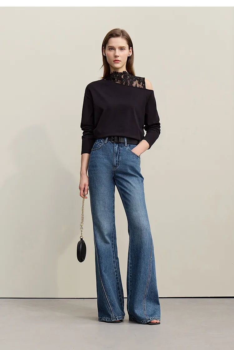 Women's Jeans 2026 Spring New Casual Cotton Denim Flared Long Pants Retro Loose Commuter Versatile Woman Trousers 12651025