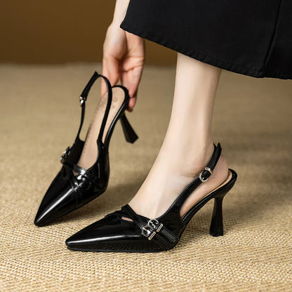 2025 Summer Classic Black Women Sandals Fashion 9cm High Stiletto Heels Lady Party Shoes Plus Small Big Size 33 43 47