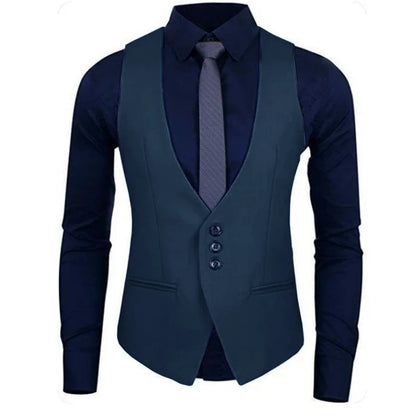 Men Vest White Solid Color Single Button Waistcoat For Wedding Business Banquet Work Formal Casual Men Suit Vest