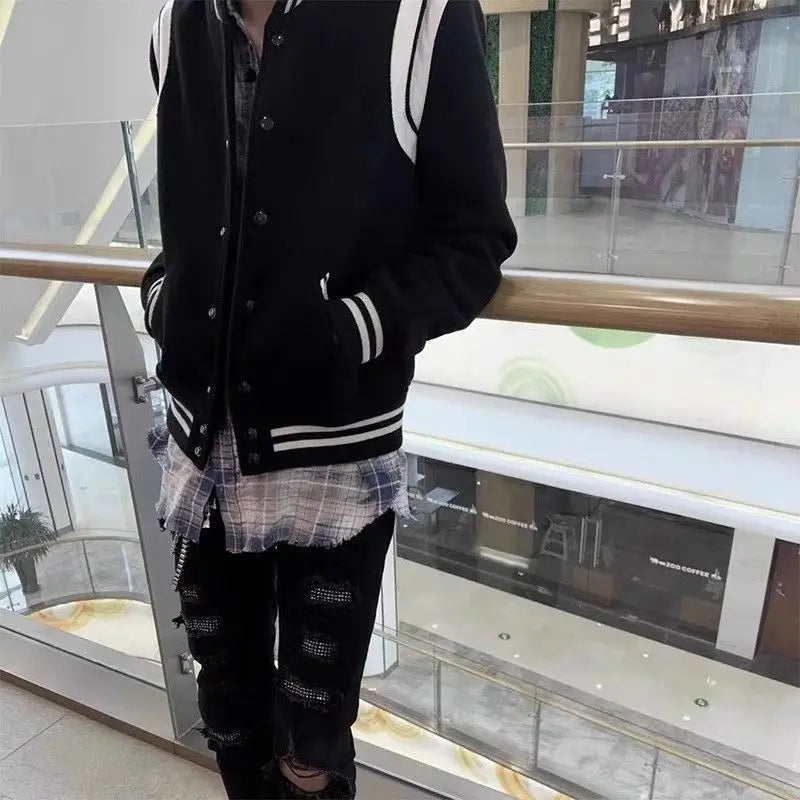 Korean Fashion Jeans Men's Black Ruffian Handsome Trendy Brand Hot Diamond Ripped Beggar Slim Spring Autumn Elastic Casual Pants