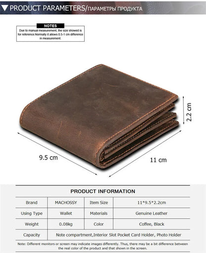 Portefeuille Rétro RFID en Cuir Véritable pour Homme, Design Simple, avec Porte-Cartes, Sacs à Monnaie, Portefeuilles Courts en Cuir Huilé pour Homme
