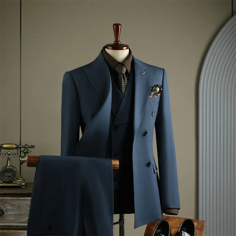 Evening Dinner Formal Slim Fit Suit Sets For Men Wedding Party Classic Tuxedos Fashion Banquet Male High-end Outfits 3 Pieces