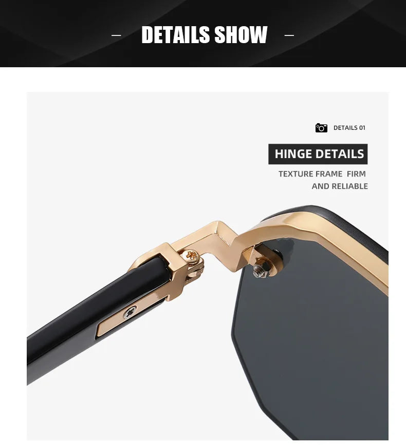 Semi-Rimless Sunglasses For Men Vacation Square Sunglasses Women Trendy Vintage Fashion Glasses Gafas De Sol Hombre Zonnebril
