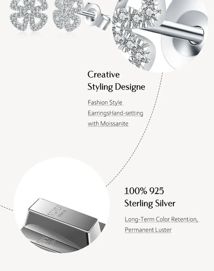 New Women Moissanite Gemstone Stud Earrings For Women Solid 925 Sterling Silver D Color Solitaire Fine Jewelry For Gift