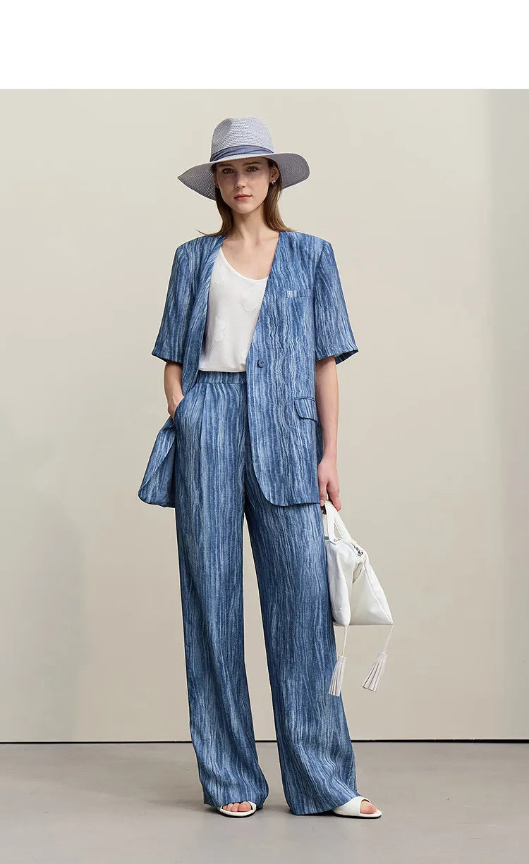Women's Jacket 2026 Summer New Loose Casual V-neck Single Button Blazer Separate Versatile Wide-leg Women Trousers 12621092