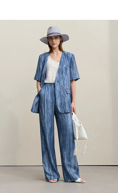 Women's Jacket 2026 Summer New Loose Casual V-neck Single Button Blazer Separate Versatile Wide-leg Women Trousers 12621092