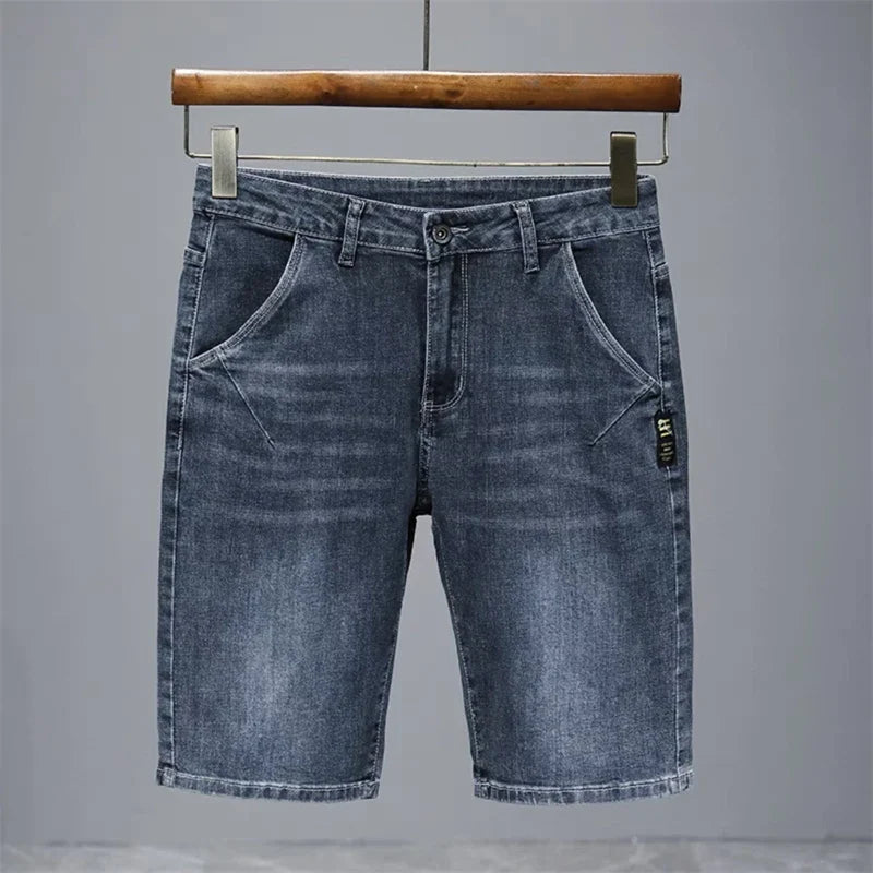 2026 Mens Summer Distressed Denim Shorts Baggy Casual Ripped Jeans Straight Leg Five Inch Shorts Streetwear Loose Fit