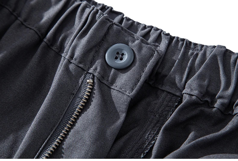 Mens Cargo Shorts 100% Cotton Casual Running Shorts Elastic Waist Hiking Outdoor with a Belt