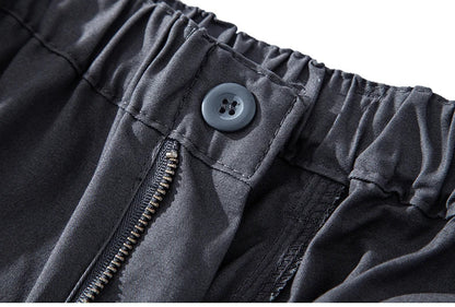 Mens Cargo Shorts 100% Cotton Casual Running Shorts Elastic Waist Hiking Outdoor with a Belt