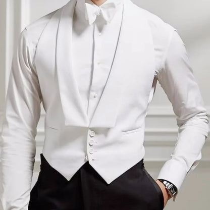 Men Vest White Single Button Solid With Lapel Waistcoat Suit For Wedding Birthday Banquet Party Business Work Men Suit Vest