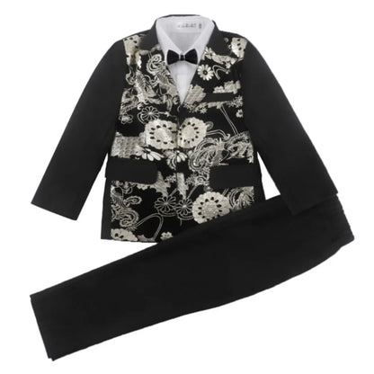High Quality Child Printed Gilt Stamped Suit Set For Catwalk Performance Graceful Boys Suits New Year Christmas Party