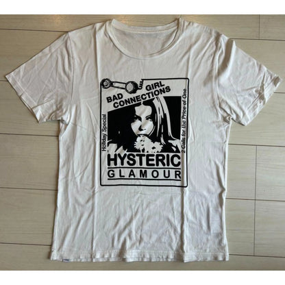 Hysteric Glamour 90s Retro Style Charcoal Reprint T Shirt for Men Women Y2k Graphic Short Sleeve Shirt Unisex Men Women Summer