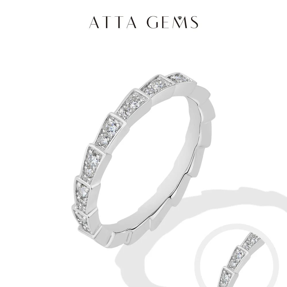 S925 Silver Snake Ring Pave Moissanite Wedding Eternity Band Stackable Luxury Fine Jewelry forWomen Pass Diamond Tester