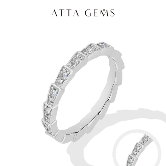 Bague Serpent en Argent S925, Moissanite Pavée, Alliance de Mariage Éternité, Empilable, Bijoux de Luxe pour Femmes, Passe le Testeur de Diamant