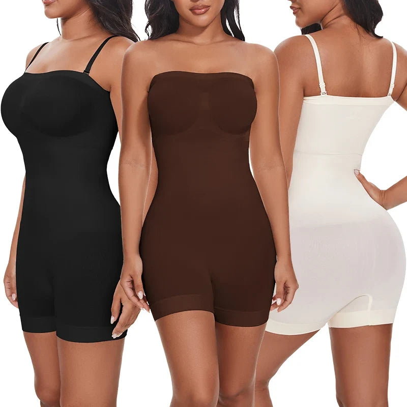New Strapless Bodysuit Off Shoulder Tube Top Women Shorts Shapewear Tummy Control Body Shaper Sexy Fajas Skinny Underwear