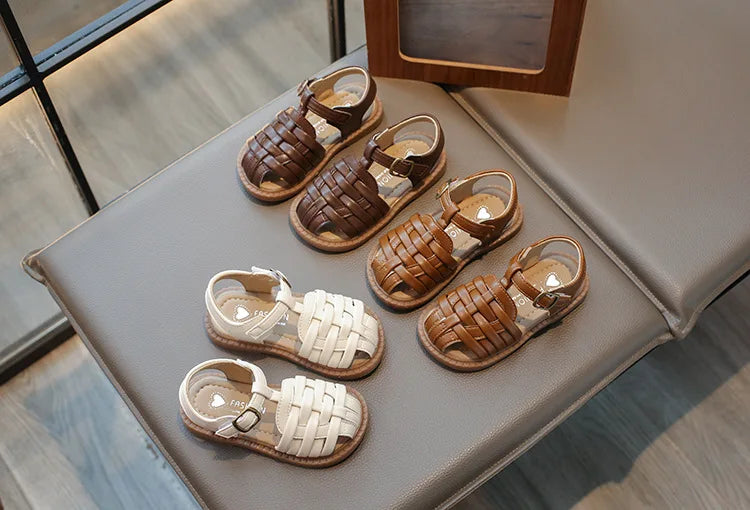 Kids Sandals 2026 Summer Sandals for Boy Fashion Children Cut-Outs Beach Shoes Braided Style Causal Walking Flat Sandals