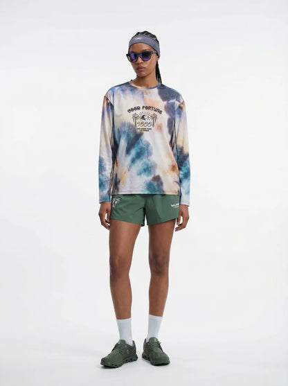 Men's Long Sleeve Sports T-Shirt Quick Dry Stretch Athletic Base Layer Ink Digital Printing Workout Running Top Unisex