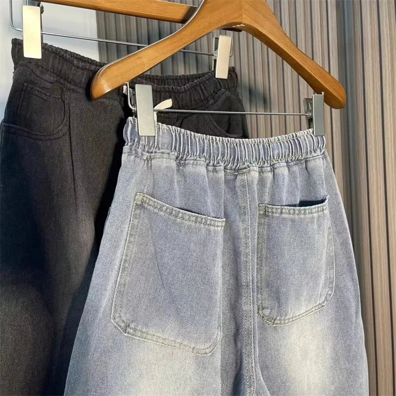 2025 Mens New Chinese Style Denim Shorts Summer Bamboo Embroidery Casual Five Inch Shorts Couple Streetwear Vintage Loose Fit Hi