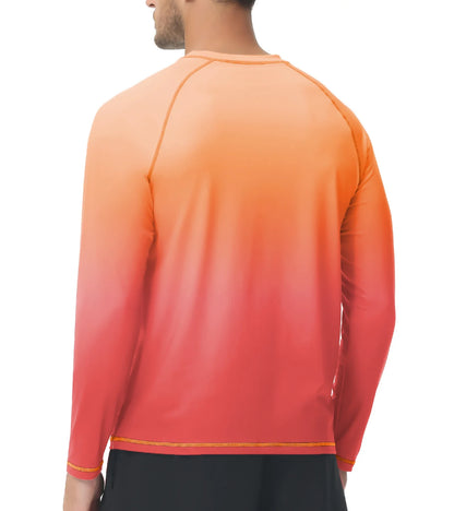 Summer Men's Long Sleeve T-Shirt UPF 50+ Rash Guard Gradient Shirt for Sport Fishing Hiking Workout Outdoor Pullover Shirt