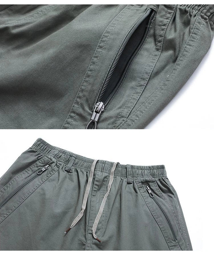 Men's Cotton Relaxed Fit Pants Full Elastic Waist Casual Sportswear Twill Pants Running Sweatpants Casual Cargo Pants