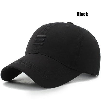 4 Colors New Fashion Soft Top Baseball Cap Outdoor Sport Casual Cotton Snapback Hats For Men and Women Three Bars Dad Hat Design