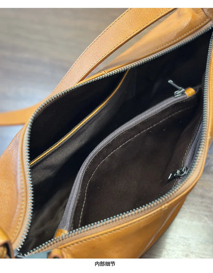 2026 New Genuine Leather Women's Bag Casual Solid Color Versatile Saddle Bag Soft Cowhide Shoulder Crossbody Bags