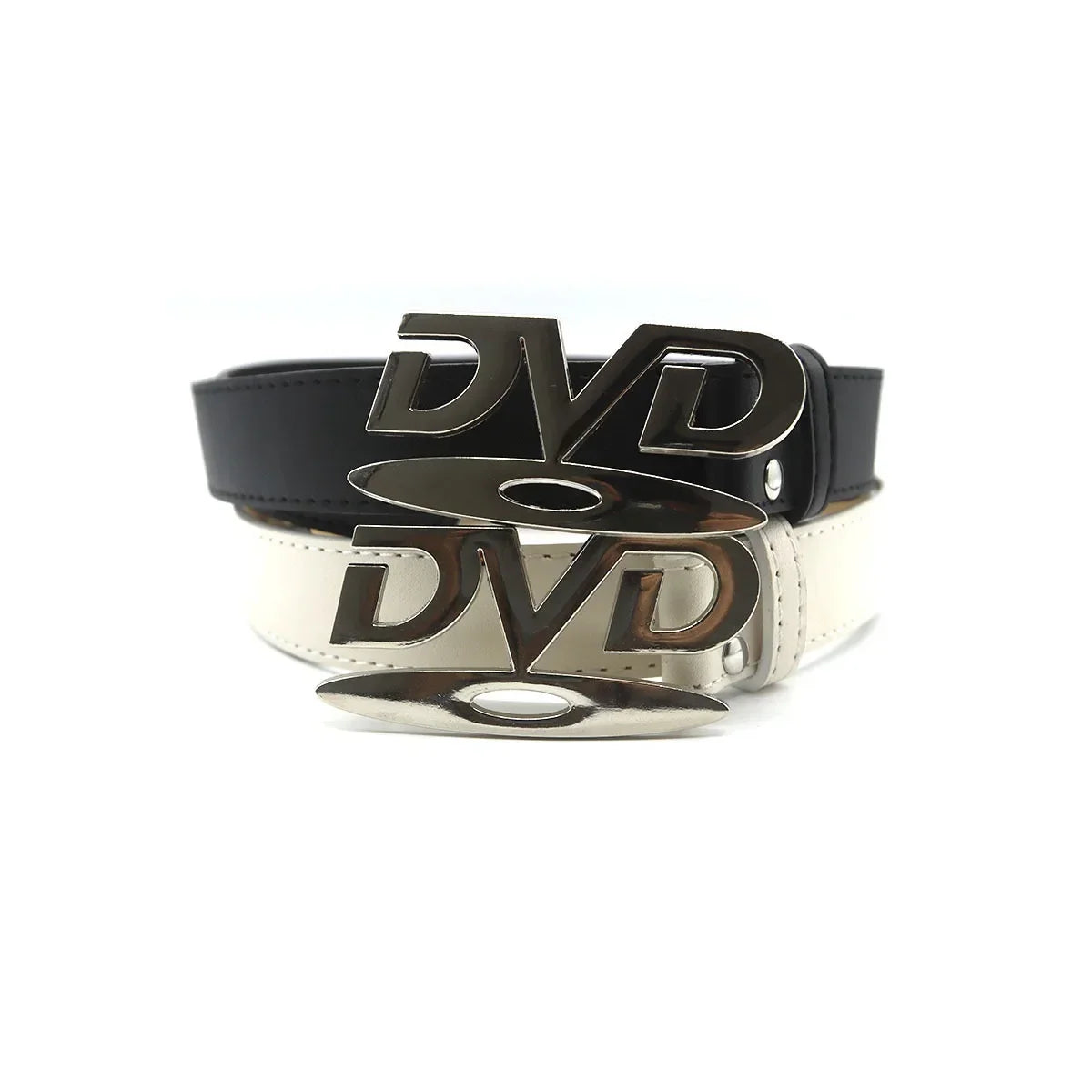 Unisex Nostalgic DVD Buckle Belt Versatile Black White Decorative Waist Straps Belt for Men Women Jeans Matching Gift for Her