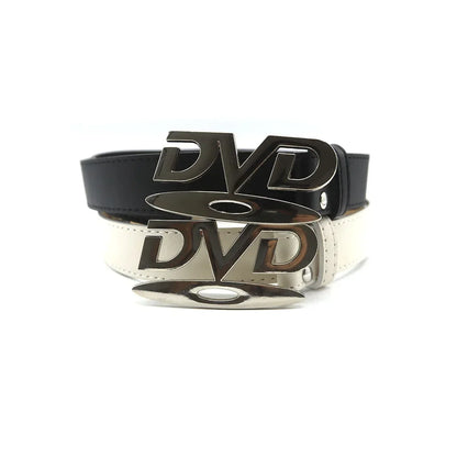 Unisex Nostalgic DVD Buckle Belt Versatile Black White Decorative Waist Straps Belt for Men Women Jeans Matching Gift for Her