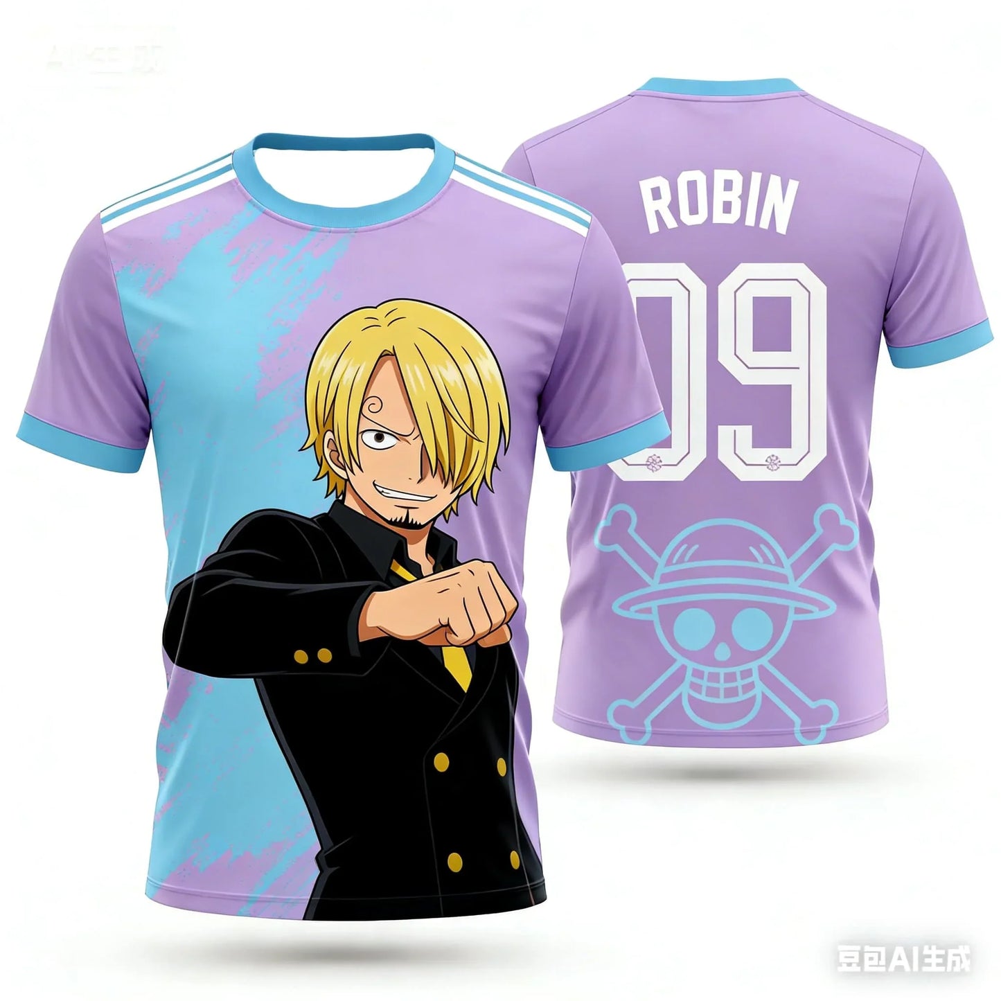 Japan Football Team Brook Anime Tee for Men Women, One Piece Graphic Soccer Jersey T-Shirt, Casual Fan Gift Top