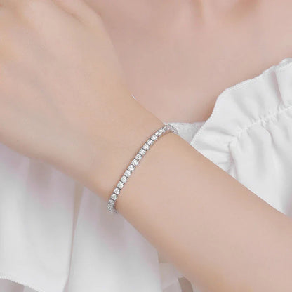 Real GRA Certified D Color 3mm 0.1CT Full Moissanite Tennis Bracelet For Women S925 Silver Diamond 14-23cm Link Bracelets