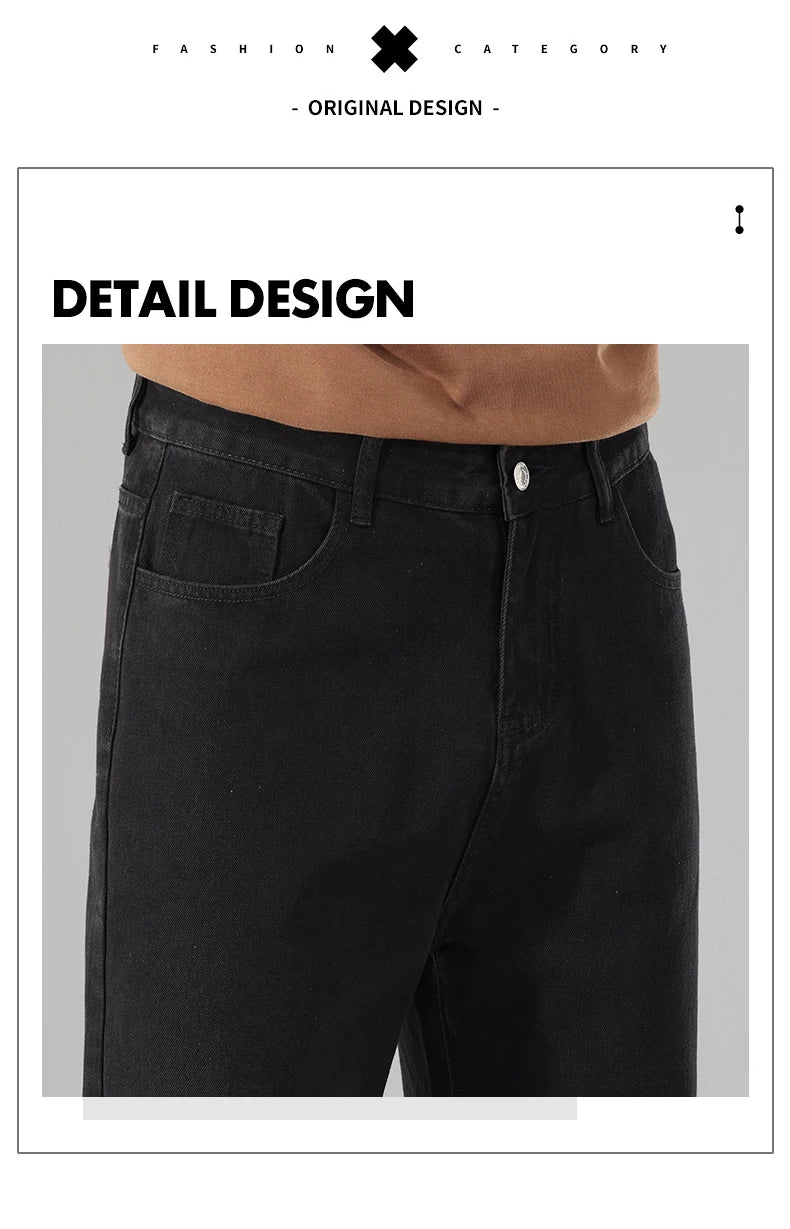 New Autumn Jeans Men Black Casual Baggy Trousers Classic Straight Comfortable Wide Denim Trousers Male Brand Clothing