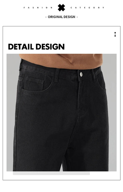 New Autumn Jeans Men Black Casual Baggy Trousers Classic Straight Comfortable Wide Denim Trousers Male Brand Clothing