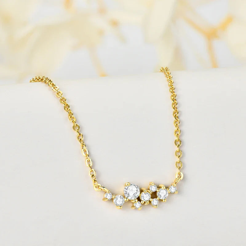 Moissanite Diamond Necklace Original 925 Sterling Silver Unique Cluster Pendant Necklaces For Women Delicate Jewellry Gift