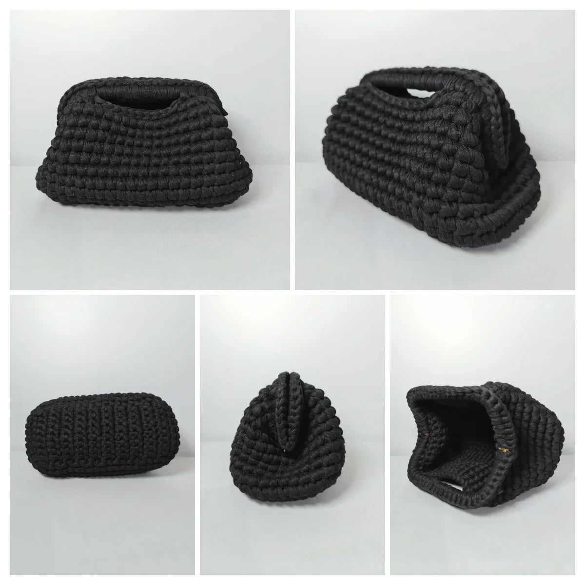 Yingzi Small Crochet Cluth Bag with Handle Handmade Evening Bag Makeup Bag