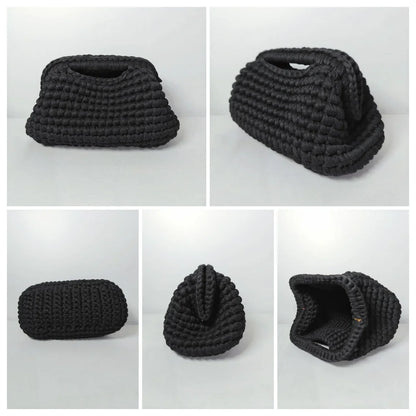 Yingzi Small Crochet Cluth Bag with Handle Handmade Evening Bag Makeup Bag
