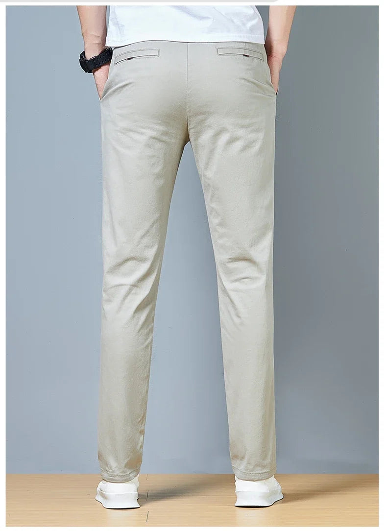 Top Grade Cotton New Brand Casual Fashion Relax Fit Long Dress Pants Korean Straight Business Trousers Office Mens Clothing 2026