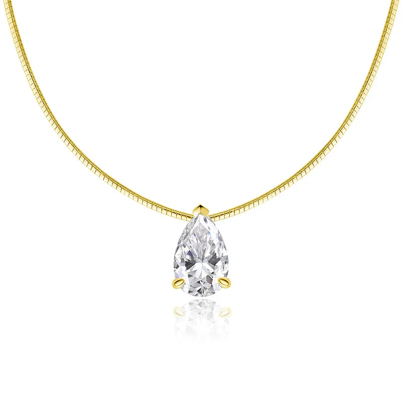 Pear Cut 3-5CT 100% Real Moissanite Necklace for Women Luxury Jewelry 1.5mm Chain Pendant 925 Sterling Silver Plated 18K
