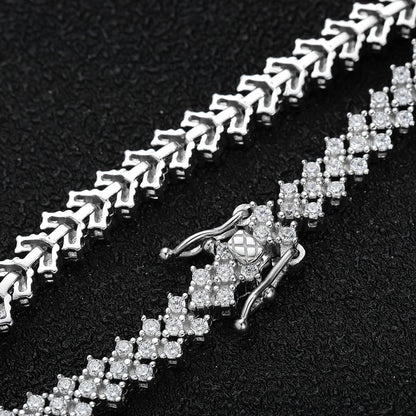 1.5mm Real Moissanite Tennis Bracelet S925 Sterling Silver  3-row Heart Lab Diamond Bracelets for Bridal Women Wedding Jewelry