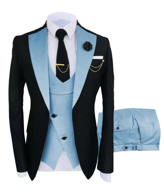 New Costume Slim Fit Men Suit Slim Fit Business Suits Groom Black Tuxedos For Formal Wedding Suit Jacket Pant Vest 3 Pieces