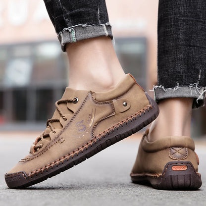 New Large-Sized 100% Cowhide Men's Boots Fashionable Casual Thick-Soled Breathable Men's Leather Shoes Outdoor Sports Chelsea