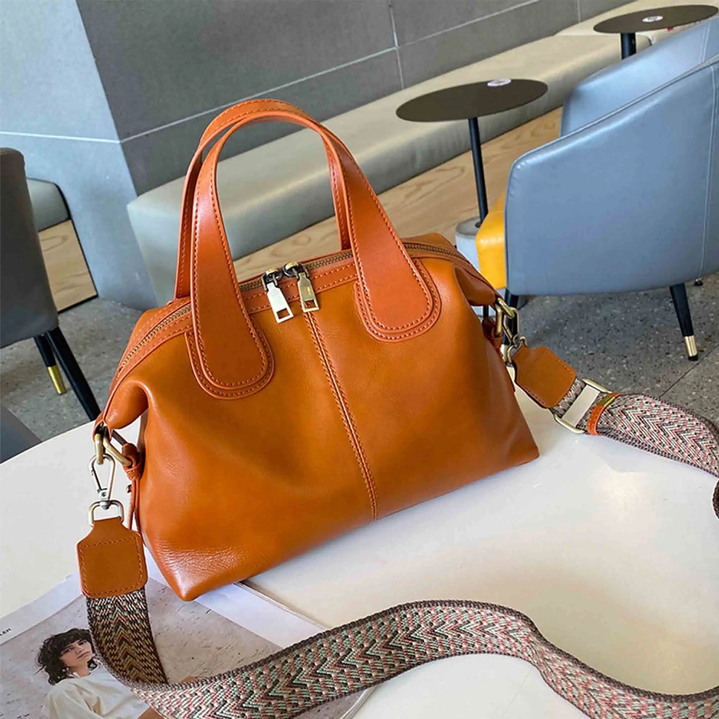 MS Genuine Leather Woman Bags Luxury Retro Shoulder Handbag Vintage Lady Messenger Casual Tote Crossbody Purses Black 2023 New