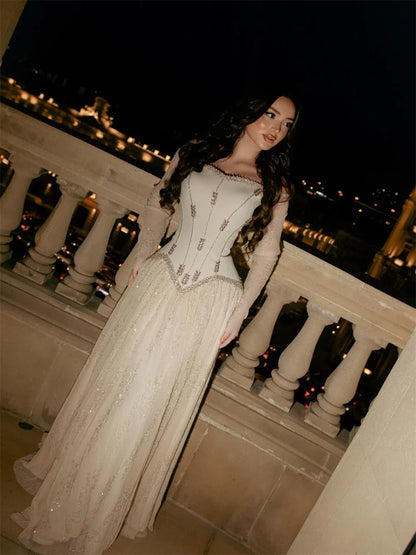 Custom Off Shoulder Corset Prom Dress Beading Chic Robes De Soirée Romantic Gala Floor Length Formal Evening Gowns 2026