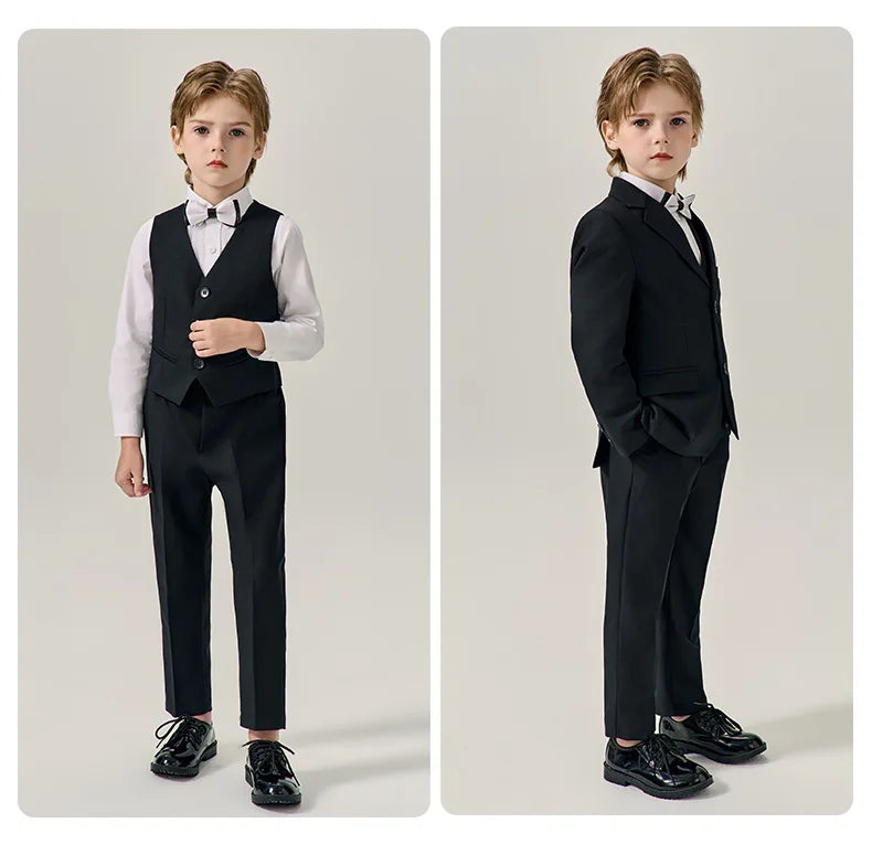 Prince Kids Purple Jakcet Vest Pants Bowtie Piano Party Dress Boys Wedding Ceremony Photograph Suit Children Performance Costume